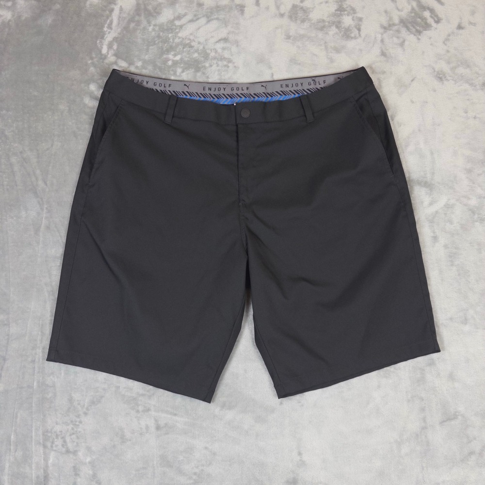 Puma Golf Shorts Mens 40 Black Flat Front Performance Activewear Bottoms